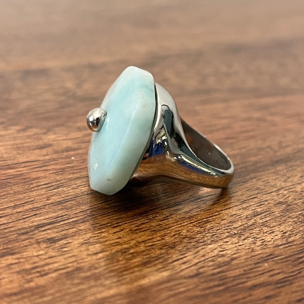 Dior solid silver & jade ring sz6